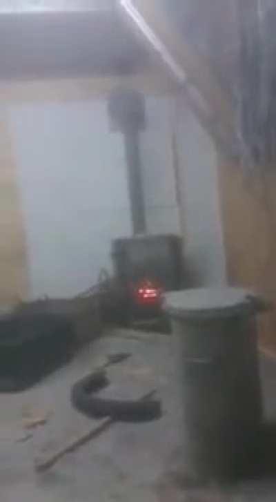 German man throws aerosol can in wood stove