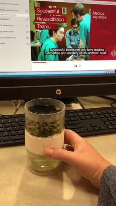 My cool new tea pot while renewing ACLS at work-having a nice milk oolong from Taiwan today.