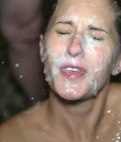 Hardcore gangbang facial