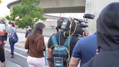 Footage of Fox News getting kicked out of the protest today in Paramount, CA
