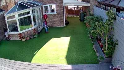 Creepy plumber peers into windows