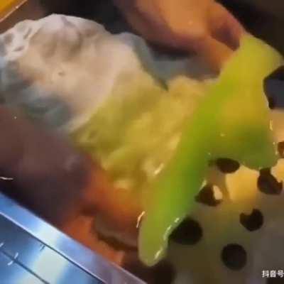 Making fake lettuce.