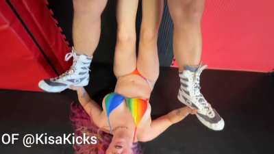 2 on 1 topless ballbusting