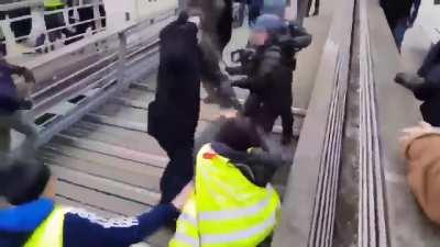 Former French boxing champion Christophe Dettinger taking on riot police