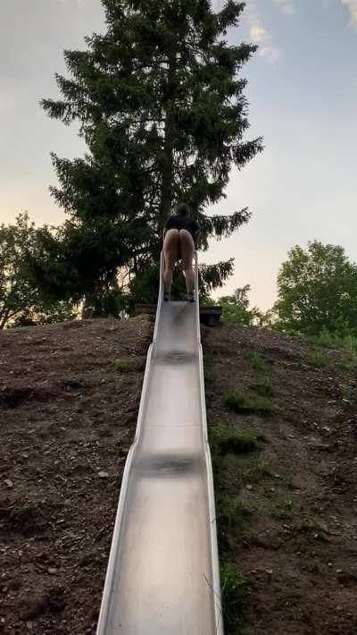 Practicing my twerking on a slide 🤭 innovative