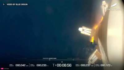 Blue Orgin's fully reusable booster New Glenn comes in for the booster touchdown.