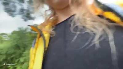 While cleaning camera lens on live streaming, Streamer accidentally flashes underboob