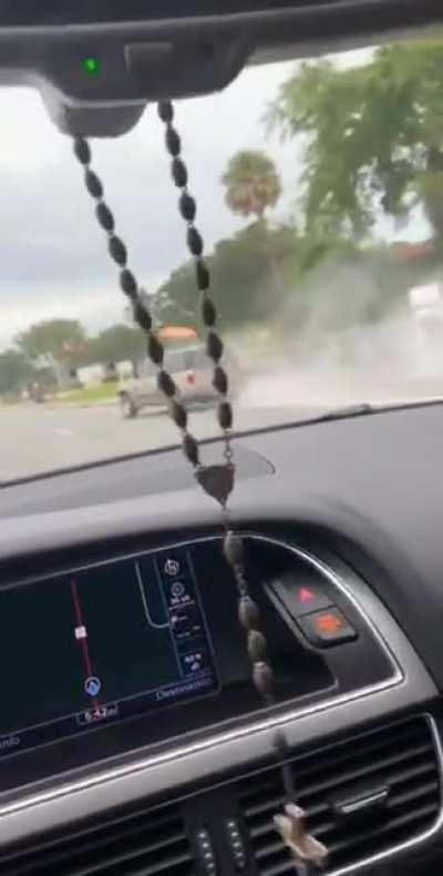 Later on this guy crashed into a gas station and totaled another innocent Drivers truck