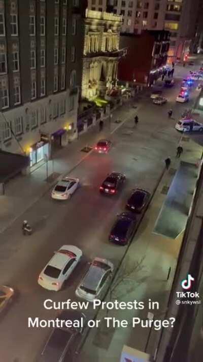 Police state in Montreal, Canada. From 2 weeks to flatten the curve to assaulting citizens on the streets. ☠️