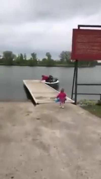 Little girl is excited to go for fishing with daddy.