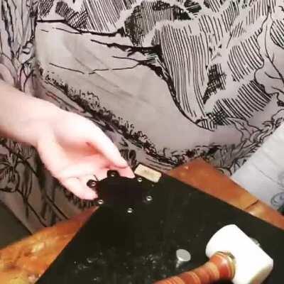 a small potion holder inspired by some images i found - minimal leather with some lace to keeo it together.