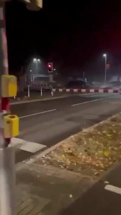 Car VS train. Constance, Germamy