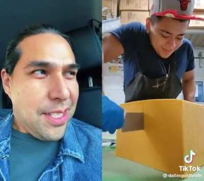 Looking good while cutting the cheese.