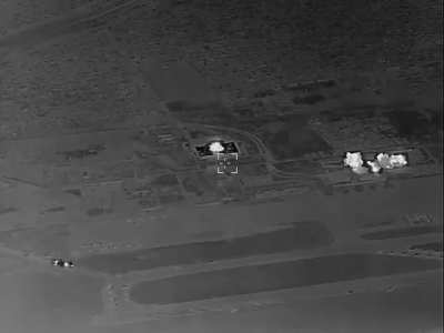 Drone footage of an attack on a Russian UAV storage site near Donetsk airport overnight on April 14. The strike was carried out by the Ukrainian Air Force using Storm Shadow/SCALP cruise missiles and GBU-39 guided bombs.