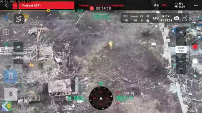 Ukrainian 1st Jager Battalion of the 68th Jager Brigade Strikes Russian soldiers Hiding in a Destroyed Home with an FPV Kamikaze Drone, Setting One on Fire (Published on January 9, 2025)