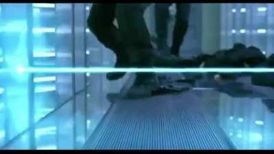 Drake & Josh in Resident Evil's (2002) laser room.