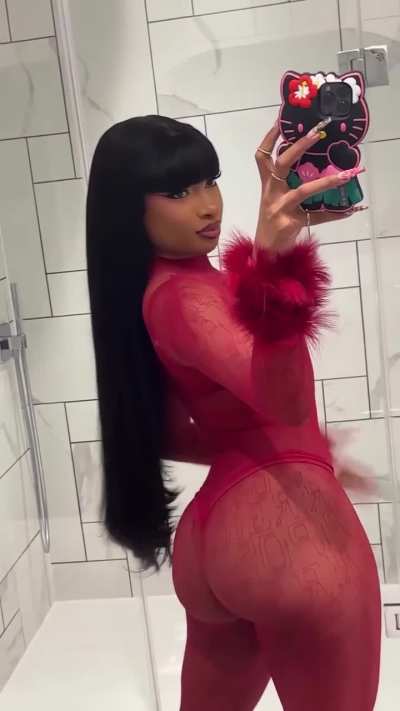 Megan Thee Stallion Red Bodysuit Ass Upscale 60fps