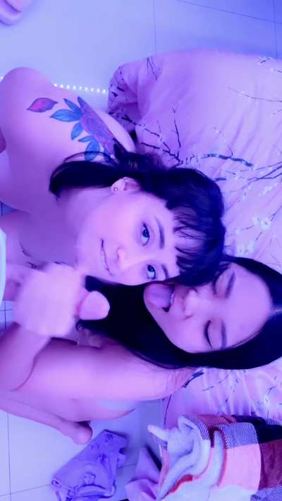 Me and my bestie Sakura taking cum all over our sexy asian faces