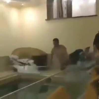 Jumping into the pool from 2nd floor WCGW?
