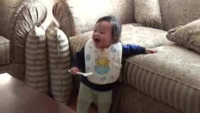 Toddler Levy having fun