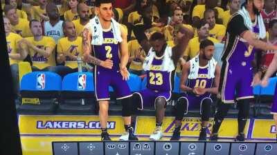 Lebron gives Lonzo a hand