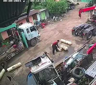 The not very clever Indian decided to unscrew the valve on the oxygen cylinder.