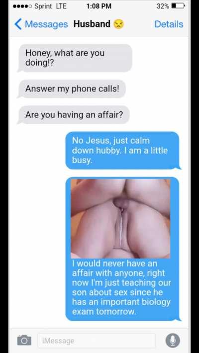 Mom's helping her son with his exam