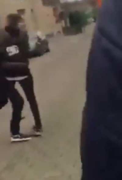 Kid gets a dislocated jaw after messing with random pedestrian