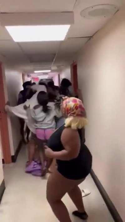 Chaotic college dorm fight