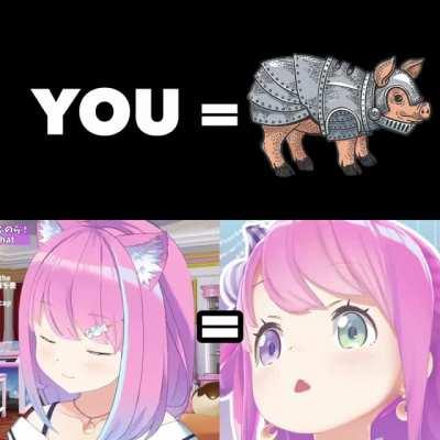 you=pig, luna=pog