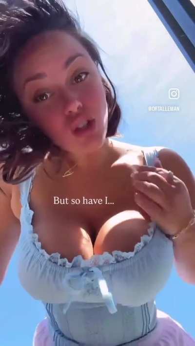 The sky behind her is so clear