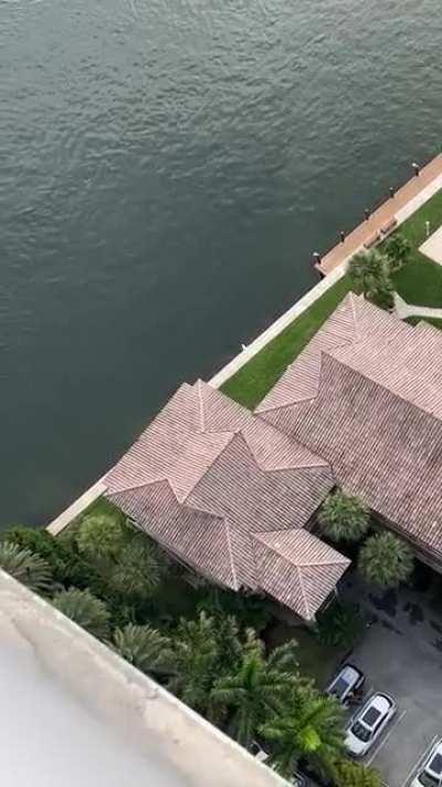 Throwing a paper airplane off the 33RD floor penthouse.