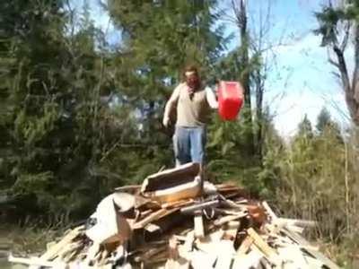 WCGW Lighting a bonfire with petrol