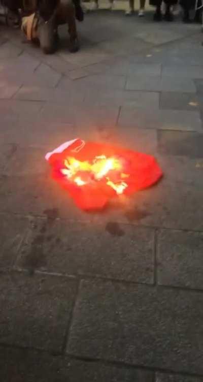 Burning of PRC Flag at Save12HKYouths Rally outside Hong Kong Tourism Board Taipei Office 10/25/2020