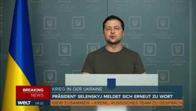 Today live on German TV, veteran interpreter struggled during Zelenskyy’s last words as she breaks into tears, after Ukraine survived another night.