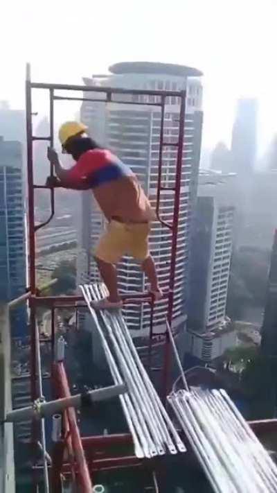 Good thing he has that hardhat