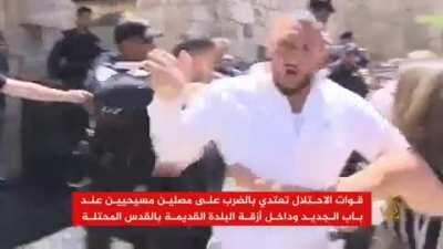 Chaos outside Church of Holy Sepulchre as Israeli Forces prevent Palestinian Christians from entering to celebrate the Great Sabbath