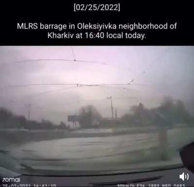 Insane, recent footage from Ukraine of vehicle dodging rockets just feet away