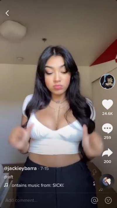 showing off her rack