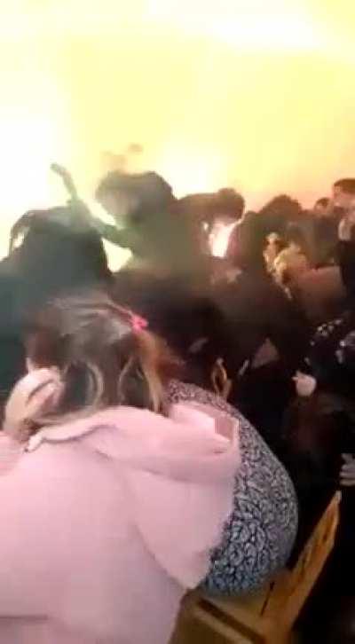 Using real fire works as a special effect inside a building