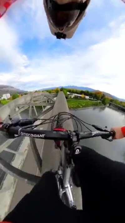 This guy literally cycled over a bridge
