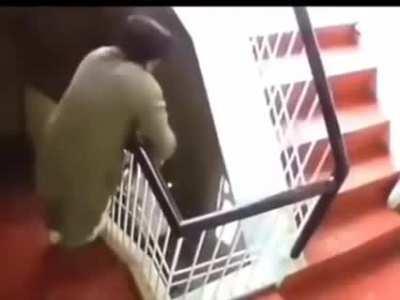 Grandmas ultra quick reflexes to save the kid from falling