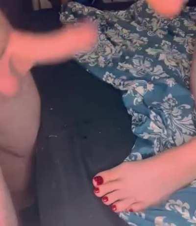 Ballbusting lightly dick smack with my feet.