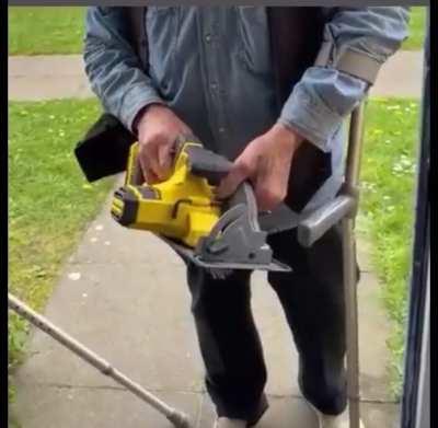 Landlord comes at tenant with a electric saw in an attempt to evict him