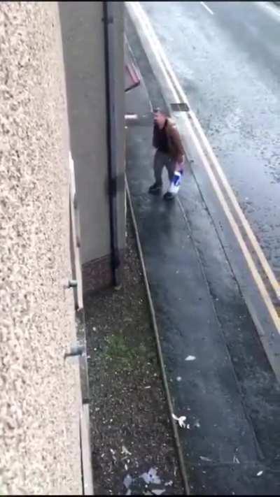 Drunk guy smashes windows