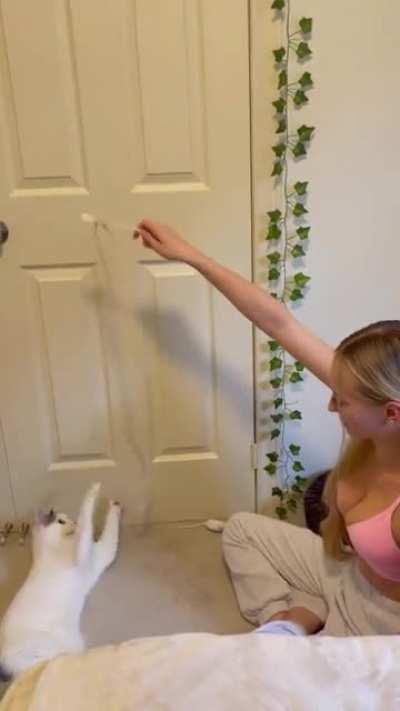ofc she wants to show her cat playing pt2