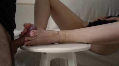 Making out while jerking him off with my 18yo soft soles