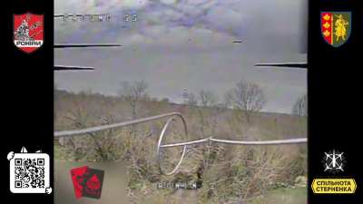 The FPV drones of the Ronin operators from the 65 OMB brigade hit the Buk-M3 air defense system and automotive equipment. April 2025, Zaporizhia region.