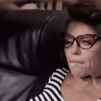 That was great, baby. Now clean yourself up and get out of my office. I'll call you if I need to empty my balls again.