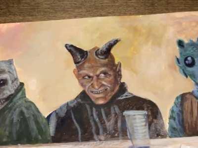 I painted the Cantina bar on a long scrap of paper